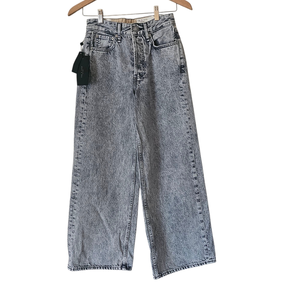 Rag & Bone Maya Acid High-Rise Wide Leg Jeans, Black Size 24, NWT
